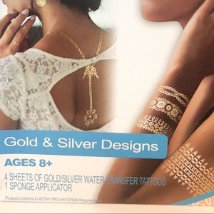 Metallic Jewelry temporary tattoos Gold and silver
